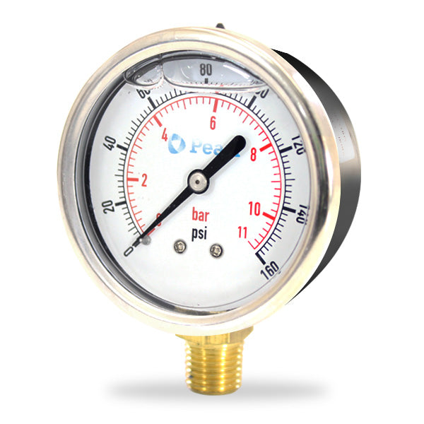 Manómetro en Glicerina 1/4" de 0 a 300 Psi , Pearl