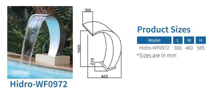Cascada para Piscina Tipo Cuello de Ganzo, Hidrotermal